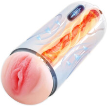 Masturbateur Automatique pour Homme Mains Libres avec Chaleur Vibration Aspiration - Sous-vêtement Serré à Poche, Silicone POW2101 (Medium)