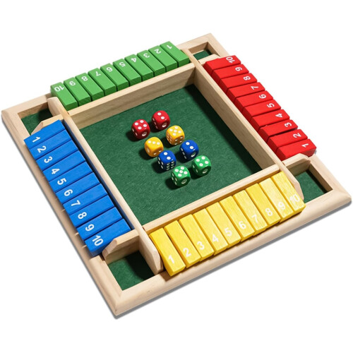 Shut The Box Dice Game Wooden Board Table Math - Strategy Game Classics Tabletop Version