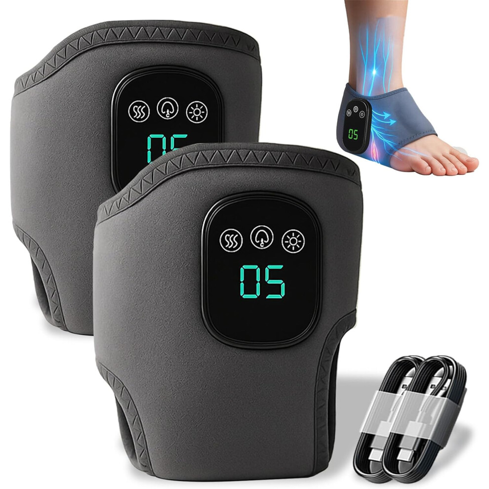 Oimg Cordless Portable Foot Triple Method Massager For Neuropathy - 3 Vibration & 5 Heat Levels For Pain Relief 2Pcs
