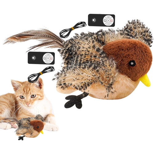 Jouet oiseau gazouillant simulé pour chat - Oiseau à battement