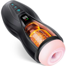 Massaggiatore automatico maschile con 9 modalità, riscaldamento e stimolazione - Manichetti aderenti, silicone, mani libere.