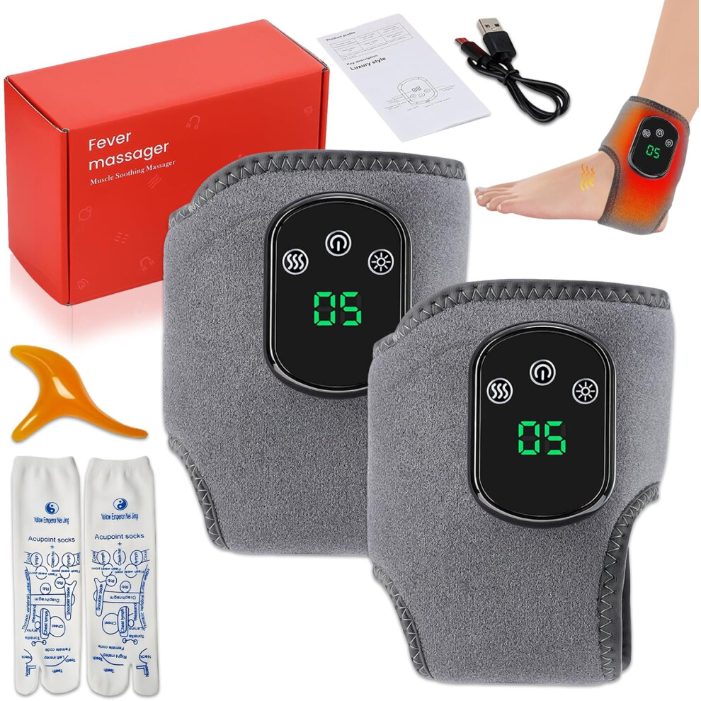 Oimg Triple Method Massager 2025 Upgraded Foot Massager - 3 In 1 Heated Wrap 3 Vibration Modes 5 Heat Levels Feet Relaxation 2Pcs
