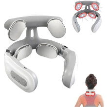 Vitality Magic Pro 2.0 masajeador eléctrico de cuello - 4 cabezales, calor, 6 modos, 14 intensidades, recargable, ergonómico.