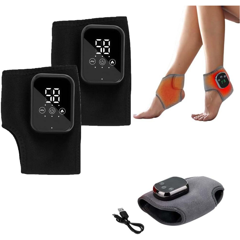 Oimg Black Foot Renew Triple Method Massager Portable Customisable - Wireless Heated Ankle Wrap 3 Vibration Mode Home Travel 2