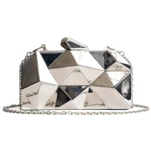 Women Evening Clutch Bag Box Shoulder Bag Acrylic-Silver