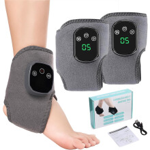 Massageur de Pieds Triple Méthode Foot Renew - Enveloppe Cheville Chauffante Sans Fil pour Neuropathie, Température Réglable 45-65C (2pcs Gris)