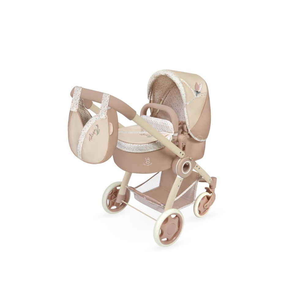 De Cuevas Toys Foldable Doll Stroller - Tulip 3X1 - Transformable Into A Chair And Cradle - 46X24 Cm Interior