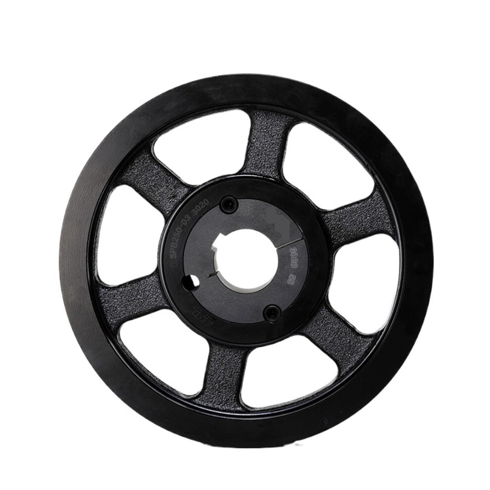 Vtype Timing Pulley Threegroove Vbelt Pulley, 257Mm Od, 250Mm Pitch Diameter, 3020 Bushing, 50Mm Bore, 1 Piece 9067246271305
