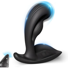 Kit massaggiatore prostatico in silicone con telecomando - Impermeabile, ricaricabile, 12 modalità, per uomini, rilassamento. Nero.