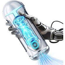 Automatisk mansvibrator med sugning - 10 lägen, handsfree, tät silikonsläde, elektrisk massagemaskin (grå)