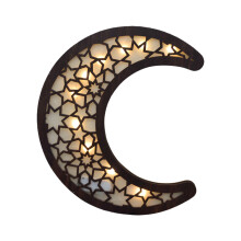 Maisíochtaí Oíche Ioslamacha Eid Lampa Corráin Réalta Adhmaid Ramadan Mubarak le Glow LED Lampa Corráin Réalta Ramadan Solas Bán Te le