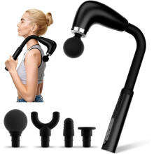 Massage Gun with Upgraded Extension Handle Deep Tissue - Back Massager Pain Relief 4 Heads 9 Speed Levels Black