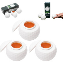 Golf Ball Shot Glasses with Lid Set of 3, 1.5oz Novelty Glasses for Golf Enthusiasts (White)