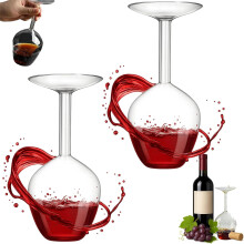 Cumuul Flipglass Umgedrehtes Weinglas 14oz, Langer Stiel Invertierte Cocktailgläser, Einzigartiges Lustiges Geschenk (2 Stück)