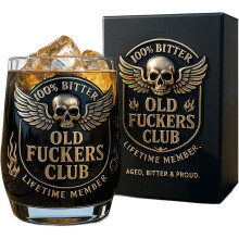 Bicchiere whiskey Old F*ckers Club - Bicchieri old fashioned, barware per scotch cocktail rum vodka liquore, regalo sarcastico per compleanno/Natale.