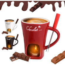 Tazza fonduta cioccolato - Tazze fonduta lumina, tazza scioglimento cioccolato con candela, tazza ceramica mini con forchette, regalo.