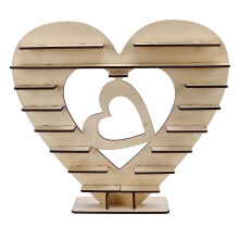 Elegante supporto in legno per dessert, vetrina a forma di cuore di alta qualità per feste, base robusta con lavorazione squisita e decorazione