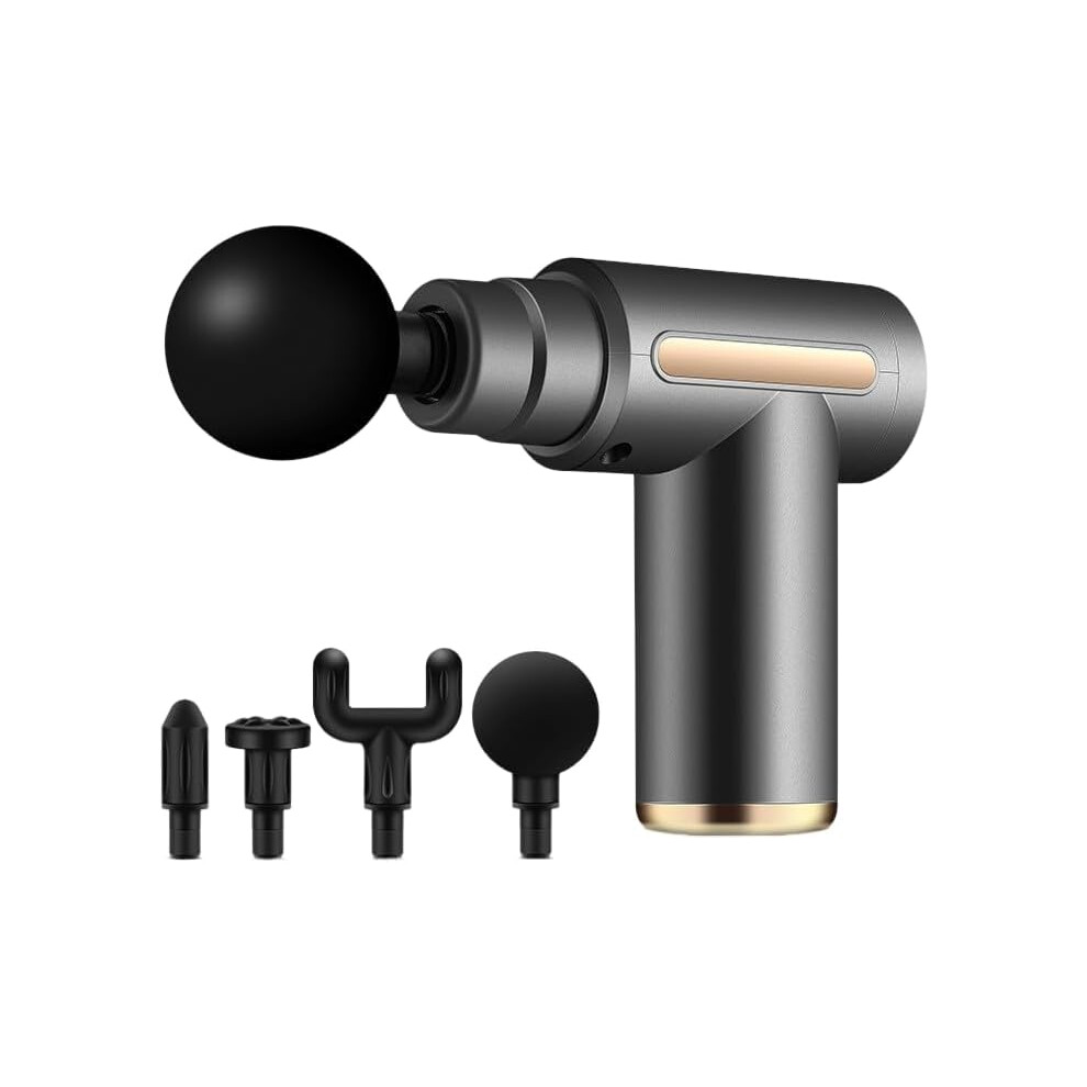 Oimg Black/Gold/Gray Percussion Massage Gun With 4 Attachments Handheld - Deep Tissue Massager And