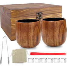Set de 2 copas de bourbon de madera carbonizada, tumblers para whisky - set de copas de whisky, regalo para hombres, papá, cumpleaños, Navidad