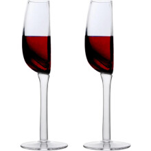 Halbe Weingläser Set of 2, 140ml Novelty Halbes Glas, Transparente Rotweinkelche, Lange Stiel-Sektgläser, Für Saft Cocktail, Spülmaschinenfest
