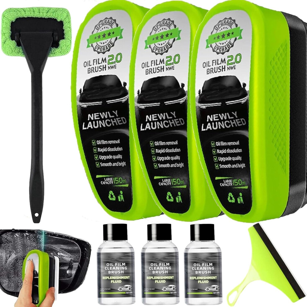 2026 Upgrade Clear Vision Windshield Cleaner Reusable Brush - Oil Film Remover Prevents Rain Fog Crystal View 3233223082226