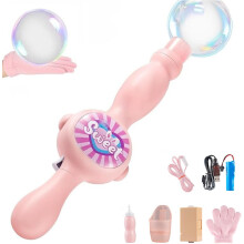 Bule Velaire, aparat de facut bule Puff Pop cu fum, automat, reincarcabil USB, accesorii incluse (Roz)
