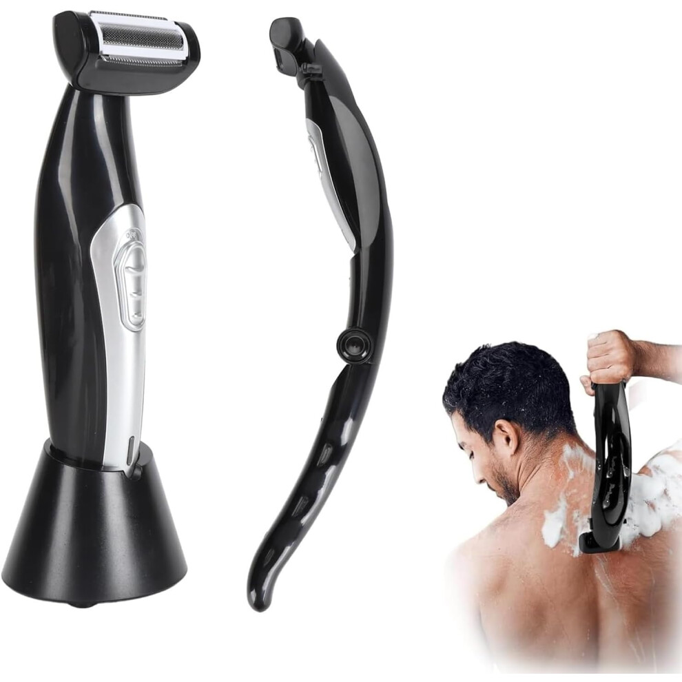 Oimg Back Shavers For Men With Removable Extreme Reach Handle - Electric Back Hair Groomer Wet Dry Trimming
