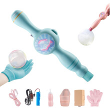 Bagheta magica pentru bule, aparat de facut bule cu fum colorat, cu efect elastic si fum, pentru petreceri in exterior (1 bucata Albastru)
