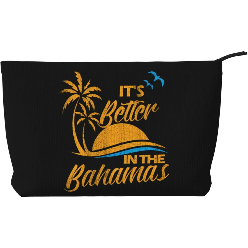 Oimg Bahamas Vacation Beach Travel Islands Makeup Bag Corduroy Cosmetic Bag Travel Pouch Zipper Toiletry Bag Organizer