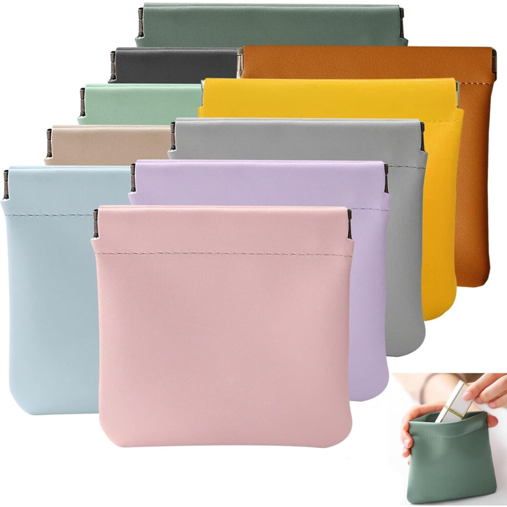 Oimg Pouchic Personalized Snap Closure Leather Organizer Pouch 10Pcs Pocket Cosmetic Bag Small Makeup Bag Self-Closing Pouches For Purse Women Mini Travel