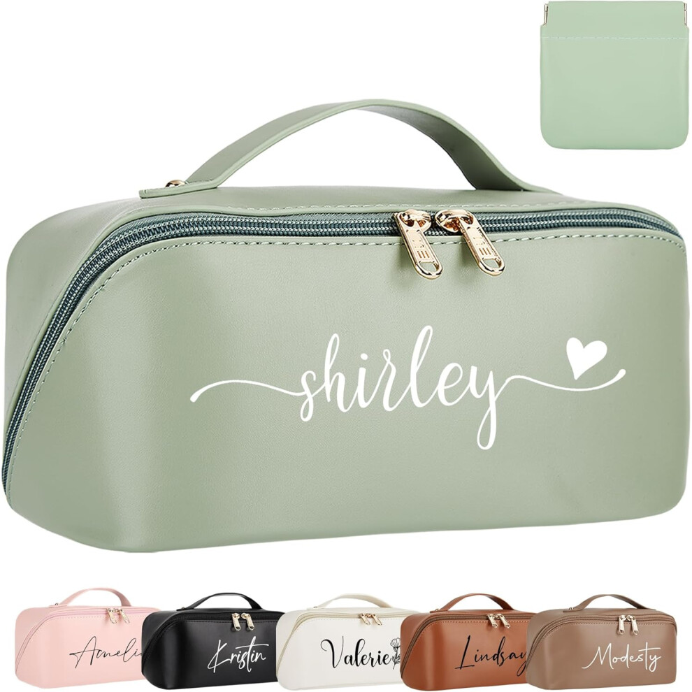 Oimg Personalized Makeup Bag 2 Pcs Cosmetic Bags Set Double Metal Zipper Organizer Toiletry Bag With Divider & Handle Travel Essentials