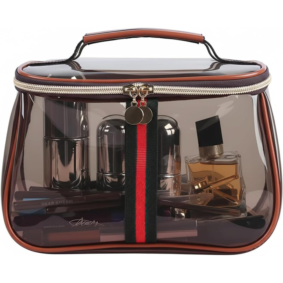 Nowa Retro Vintage Torba Toaletowa – Przezroczysty Organizer Z RąCzką, DużA Pojemność, Wodoodporna, Na Podróż (Szara)-image