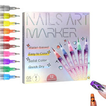 12 Farben Nagelstift Set 2026 Neu für Gel Nägel - Schnell Trocknende 3D Graffiti Stifte für Zuhause & Salon