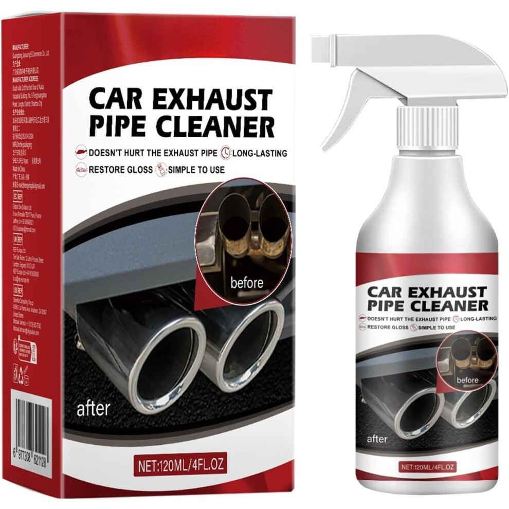 Car Exhaust Pipe Cleaner & Rust Remover Spray 120Ml - For Chrome And Metal Surfaces Long-Lasting 3233223082622
