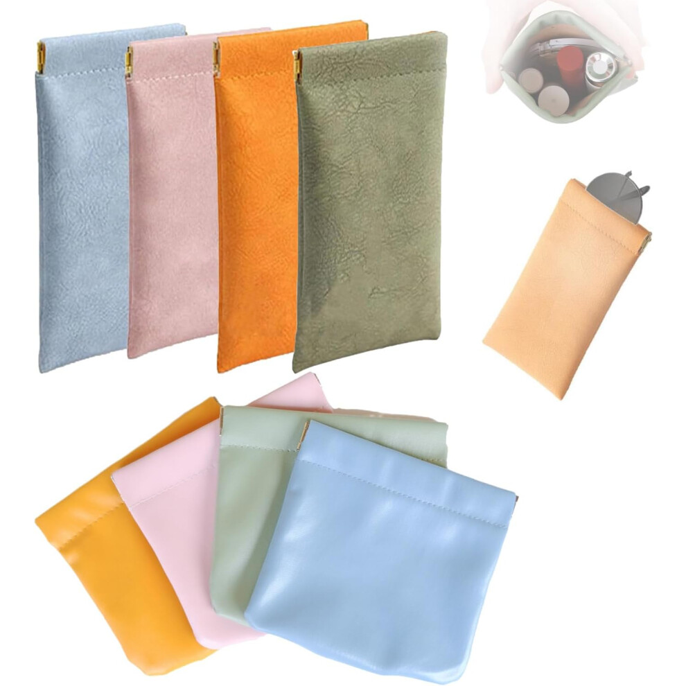 Oimg Personalized Snap Closure Leather Organizer Pouch Snap Closure Pouches Lambskin Pocket Cosmetic Bag (8Color C)