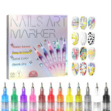 12 Farben Nagelstift Set für Gel Nägel - 3D DIY Zeichen- und Malstift für Nagelkunst, Für Zuhause & Salon