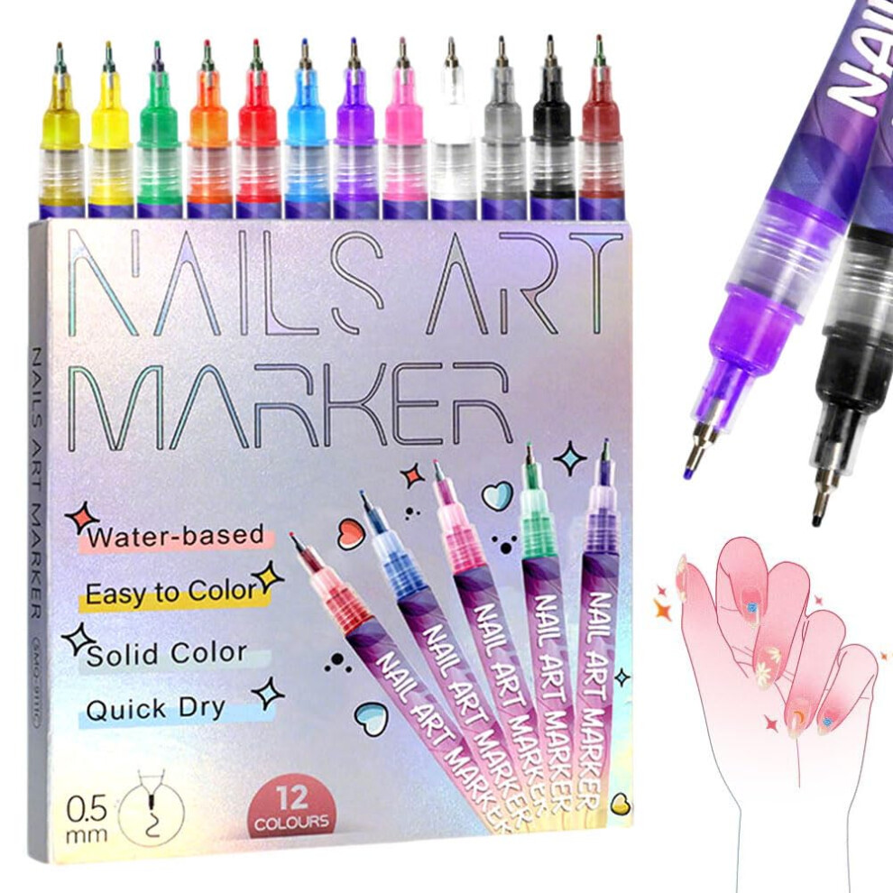 Oimg 12 Colors Nail Art Pens Set 2026 New Nail Art Markers For Gel Nails Diy Nail Art Marker Drawing Painting Liner Pen Nail Art Tools For Graffiti Dotting