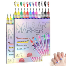 12 Farben Nagel Marker Stift Set - Für Nageldesign, Malen und Dekoration, Geeignet für Kinder und Erwachsene