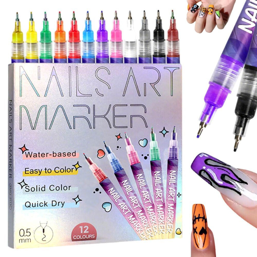 Oimg 12 Colors Nail Art Pens Set 2025 New Nail Art Markers For Gel Nails Diy Nail Art Marker Drawing Painting Liner Pen Nail Art Tools For Dotting