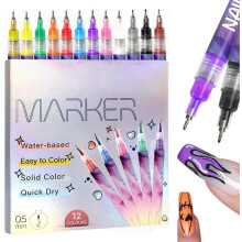 12 Farben Nagelstift Set 2026 Neu für Gel Nägel - DIY Zeichen- und Punktier Werkzeuge für Anfänger & Profis