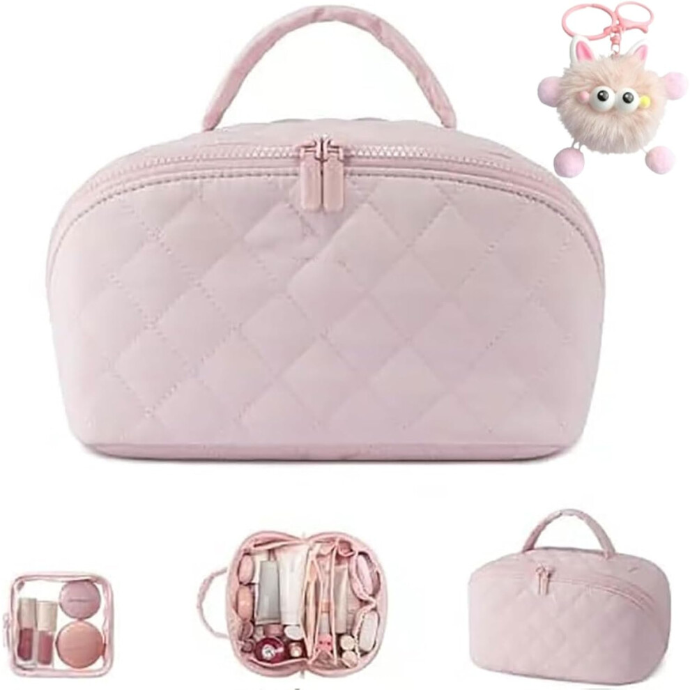 Oimg Pink Travel Makeup Bag For Woman Travel Makeup Bag With Mirror 2026 New 180 Open Cosmetic Organizer 5 Dedicated Pockets Leak-Proof Odor-Resistant