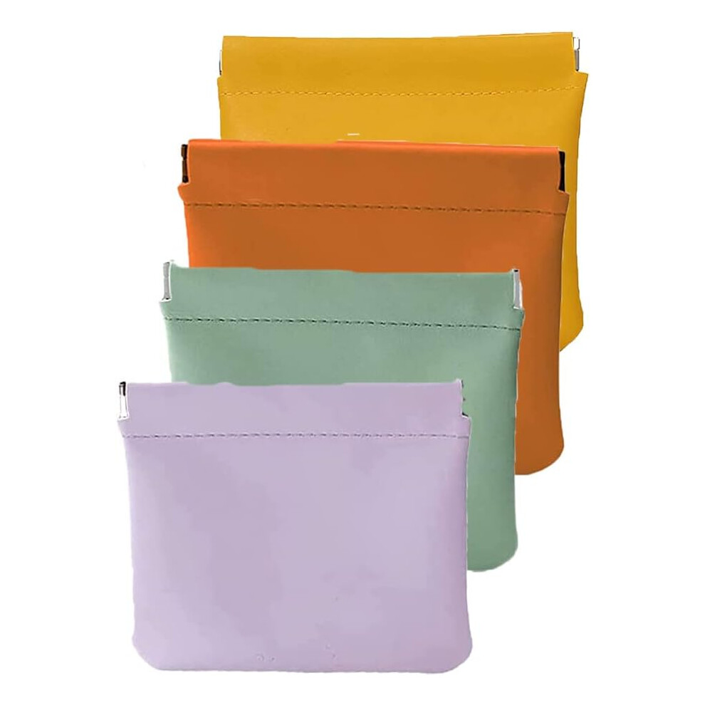 Oimg Personalized Snap Closure Leather Organizer Pouch 4Pcs Pocket Cosmetic Bag No Zipper Self-Closing 4Pcs-C