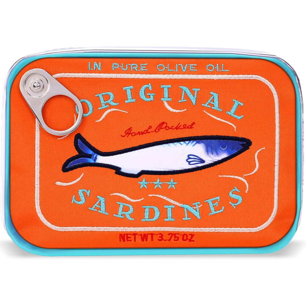 Oimg Canned Sardines Makeup Bag Funny Sardine Tin Fish Cosmetic Bag, Creative Cute Kawaii Pencil Case Pouch Coquette Make Up Pouch