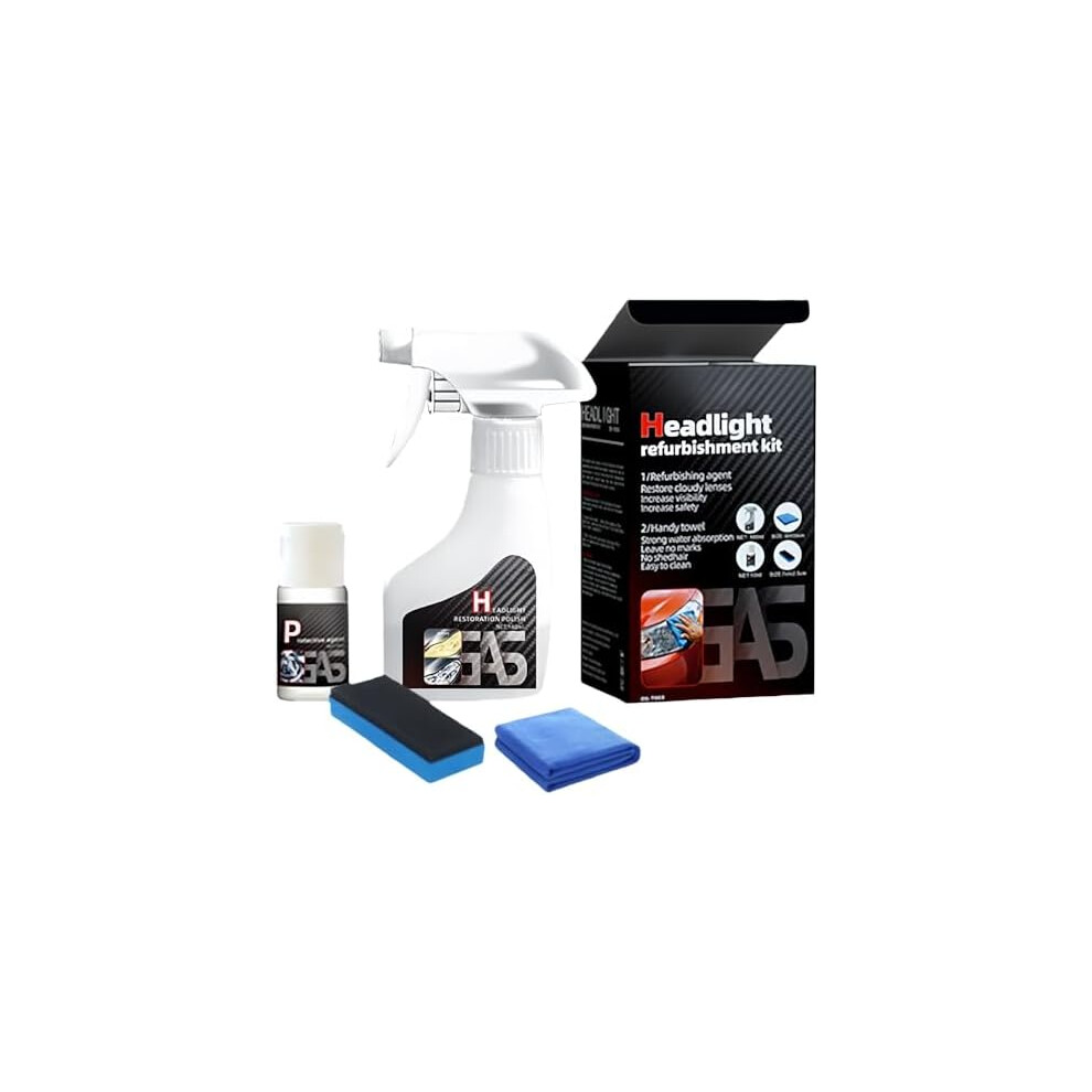 Headlight Cleaner & Restoration Polish Kit - Restore Spray For Foggy Yellowed Lights Improves Visibility 3233223082219