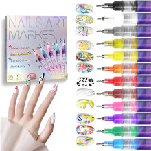 Nagel Marker Set für Mädchen 12 Farben - Schnell Trocknende Nagellack Stifte für Graffiti Punkte & DIY Design
