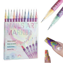 12 Farben Nagelstift Set Schnell Trocknend - 3D Nagellack Marker mit Feinspitze für DIY Design, Geschenk für Frauen