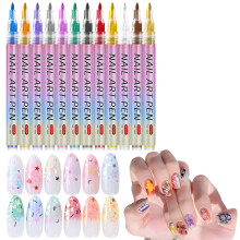 12 Farben Nagelstift Set 2025 Neu für Gel Nägel DIY - Schnell Trocknender Nagelkunst Marker für Zuhause & Salon