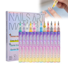 Set de 12 lapices para arte de uñas 2025, marcadores para uñas de gel, esmalte 3D para graffitear y dibujar, herramientas DIY