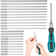 22-teiliges Torx Schraubendreher Bit Set - Magnetischer Kopf S2 Stahl, 1/4" Sechskant Sicherheitsbits