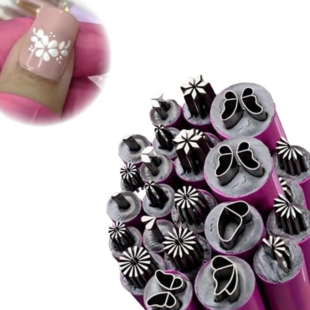 Oimg 30 Pcs Nail Art Stamp Pen Set With Stamping Plate & Dotting Tools - Diy Nail Design Kit For Women